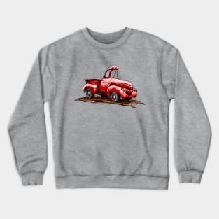 Red Classic Truck Cartoon Crewneck Sweatshirt